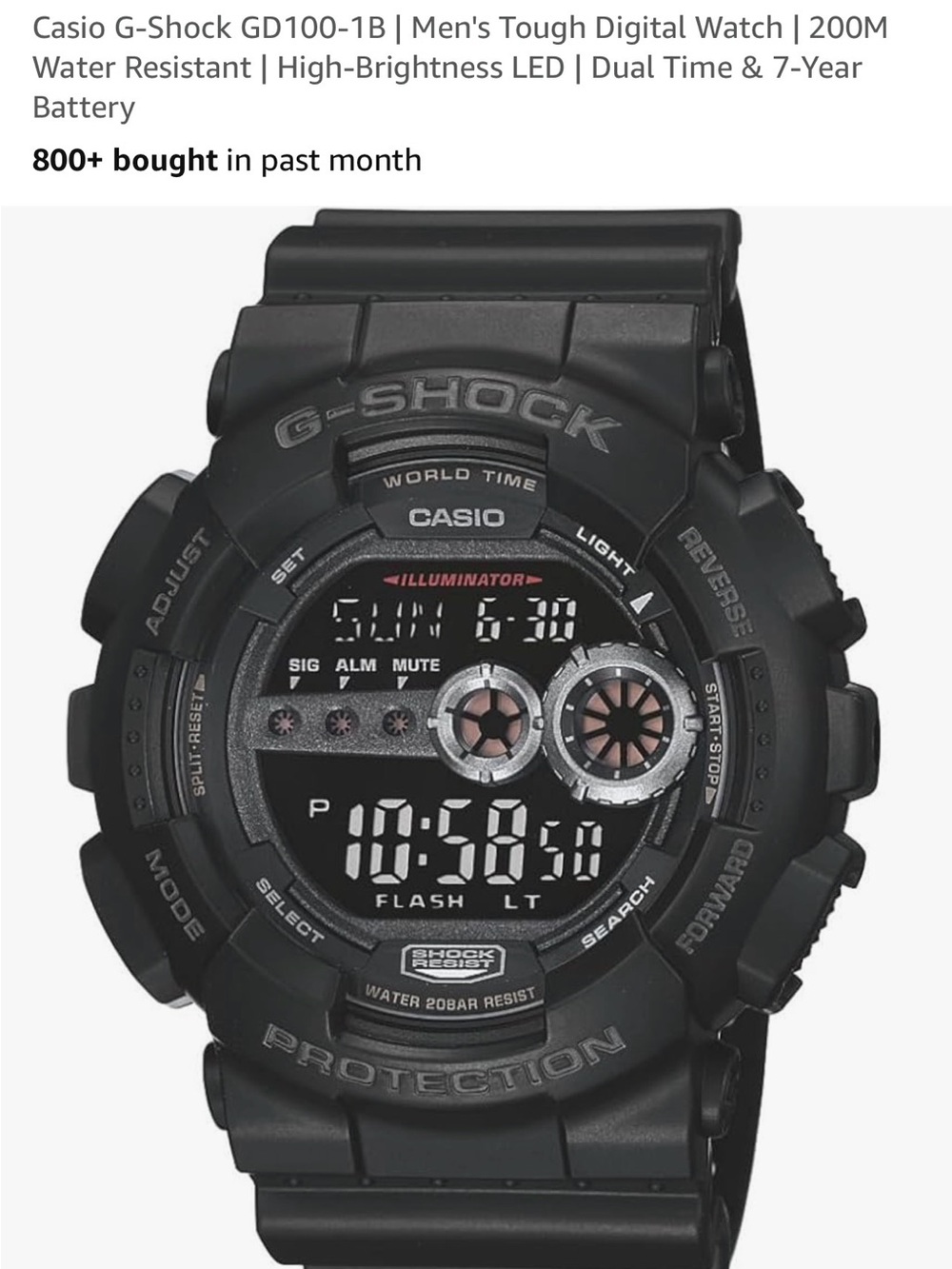 Casio Black G-Shock GD100-1B Digital Sport Watch